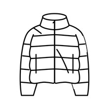 Puffy Jacket Outerwear Female Line Icon Vector Illustration