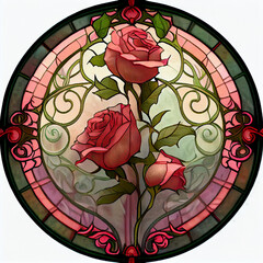 Wall Mural - red rose on a white background art nouveau style image