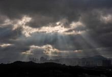 Silhouette Of Skyline Of Yuen Long District, Hong Kong City