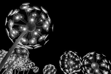 Poster - abstract neon glowing flower. bright sparkling background. psychedelic background