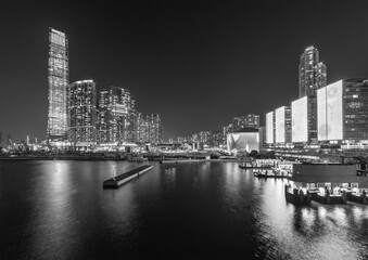  Night scenery of skyline of downtown district of Hong Kong city