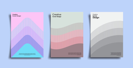 Wall Mural - Creative cover design set minimalis. Colorful pastel gradient, abstract, trendy line graphic design modern premium vector