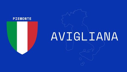 Avigliana: Illustration mit dem Ortsnamen der italienischen Stadt Avigliana in der Region Piemonte