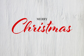 Poster - white wooden wall with Merry Christmas inscription