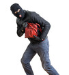© vchalup - Thief is running with stolen red handbag. Isolated on transparent background.