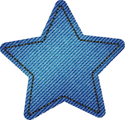 blue denim patch with stitch. light blue denim. star patch