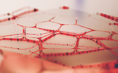 Leinwandbilder - Neural network, artificial matter and AI. 3D illustration abstract high-tech scientific research