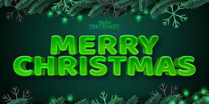 Merry christmas text effect, editable new year cartoon text style