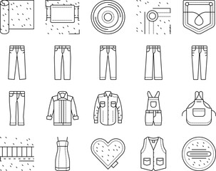 Wall Mural - denim textile material fashion icons set vector