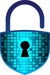 Closed Padlock on digital background, cyber security