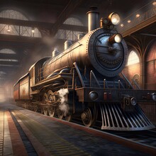 Steampunk Train Illustration