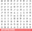 © ylivdesign - 100 coffee icons set. Outline illustration of 100 coffee icons vector set isolated on white background