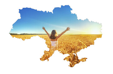 ukraine background map field wheat. selective focus.