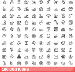 Poster - 100 dog icons set. Outline illustration of 100 dog icons vector set isolated on white background