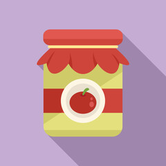 Poster - Canned cherry icon flat vector. Pickle food. Can product