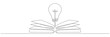 © Віталій Баріда - Light bulb above book continuous one line art drawing. Line drawing open book with lamp idea symbol. School education concept. Vector illustration isolated on white.