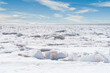 Vast field of broken ice along a northern Canadian shore.