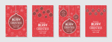 Christmas Balls. Design Of A Holiday Greeting Cards - Set. Vector Illustration