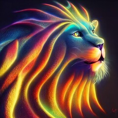 Midjourney abstract render of a lion