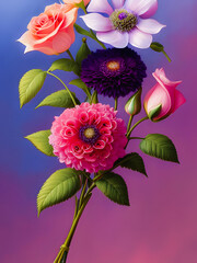 Wall Mural - Artistic concept illustration of a flowers bouquet, background illustration.