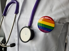 LGBT Symbol Stethoscope With Rainbow Icon For Rights And Gender Equality