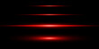 Red horizontal lens flares pack. Laser beams, horizontal light rays.Beautiful light flares. Glowing streaks on dark background.
