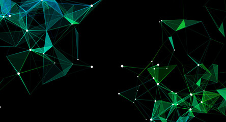 Poster - Network connection structure. Digital background with dots and lines. Big data visualization. 3D rendering.