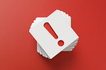 Sticker - Note papers with exclamation mark on red background