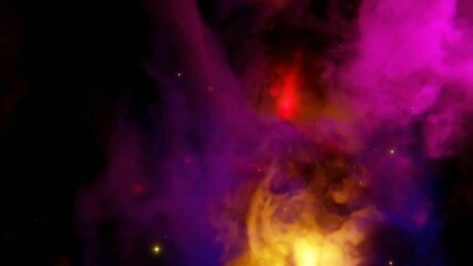 Poster - Cosmic Colorful Nebula. Design. Moving colorful fog in outer space. Colorful nebula of space in beautiful stream on black background