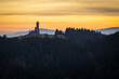 autumn mountain sunset overlooking the castle