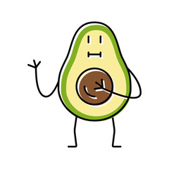 Sticker - avocado character color icon vector illustration