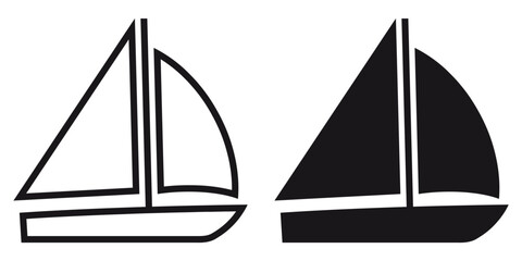 Wall Mural - ofvs227 OutlineFilledVectorSign ofvs - sailboat vector icon . isolated transparent . sailing boat sign . adventure . black outline and filled version . AI 10 / EPS 10 . g11567