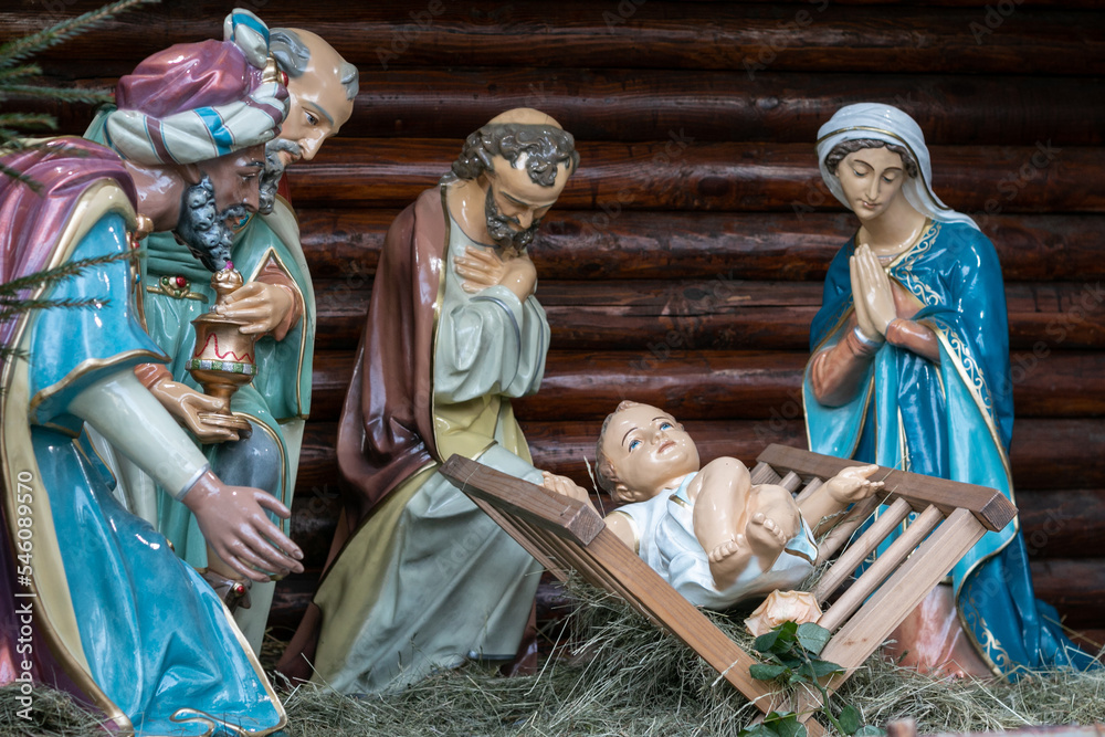 Nativity of Christ. Christmas Nativity scene with The Holy Child, The ...