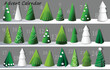 Advent calendar with paper Christmas trees