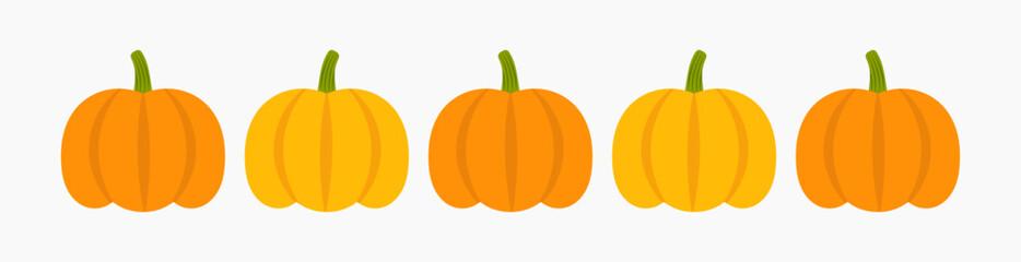 Wall Mural - pumpkins border isolated on white background.