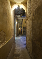 Wall Mural - Traboule and court in Lyon old district of Saint Jean, picturesque historic passageways between streets	