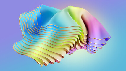 Wall Mural - 3d render, abstract colorful background, folded drapery waving, pastel gradient. Modern fashion wallpaper