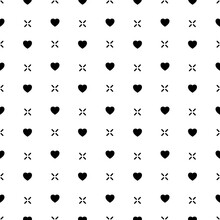 Heart Seamless Pattern. Elegant Little Hearts. Repeated Small Patern For Design Prints. Cute Symbol Love For Girl Or Woman. Repeating Monocrome Printed. Abstract Heart Printing. Vector Illustration 