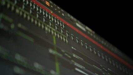 Music sequencer - playhead moves along the music track. The process of creating music on a computer, screen