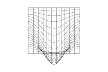 Wall Mural - distorted grid. mesh warp texture. futuristic net with convex effect. geometric deformation. gravity
