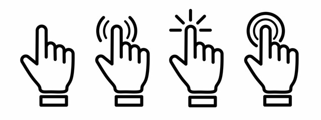 Leinwandbilder - Cursor icon. Hand cursor icon set for computer. stock vector