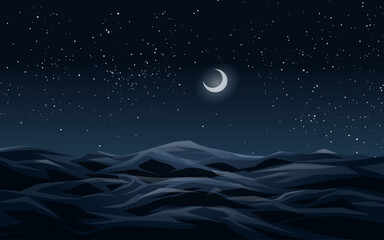 Wall Mural - night sky and moon over ocean