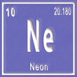 Neon chemical element, Sign with atomic number and atomic weight