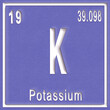 Potassium chemical element, Sign with atomic number and atomic weight
