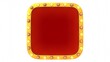 © parinja - Red frame gold border light retro advertising sign on white background. 3d rendering
