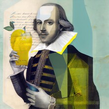 Shakespeare Drinking Lemonade Illustration Generated With Artificial Intelligence