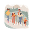 Hiking isolated cartoon vector illustration. Group of people hiking together, family active lifestyle, physical outdoor activity, staying fit, family camping adventure vector cartoon.