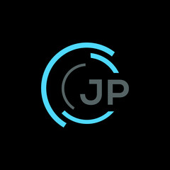 Fototapete - JP logo monogram isolated on circle element design template, JP letter logo design on black background. JP creative initials letter logo concept. JP letter design.
