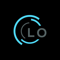 Fototapete - LO logo monogram isolated on circle element design template, LO letter logo design on black background. LO creative initials letter logo concept. LO letter design.

