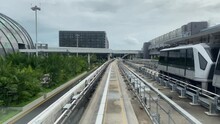 Singapore Changi Airport with local metro train 